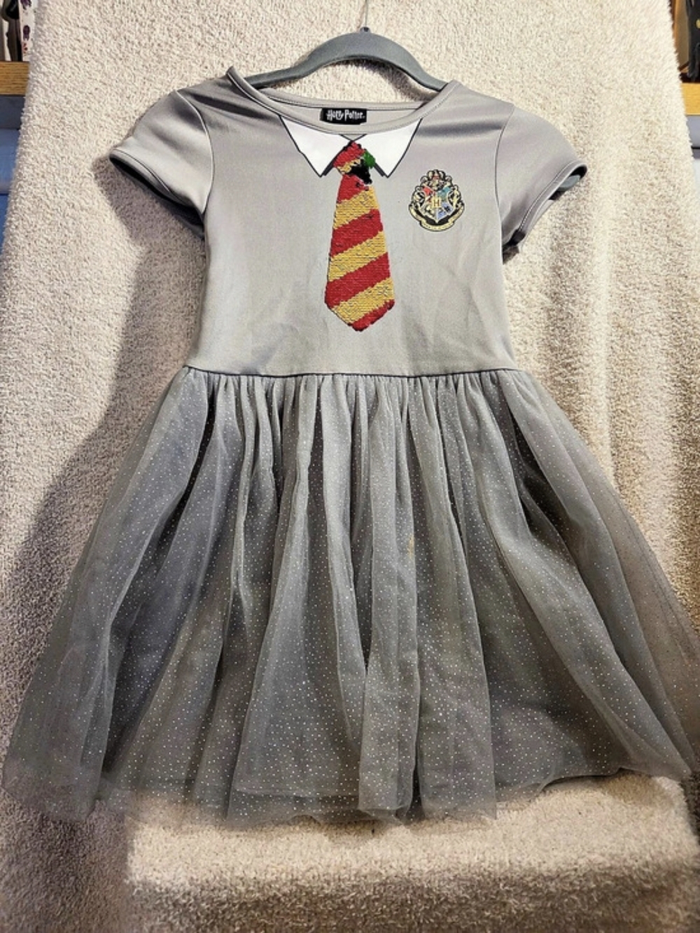 Harry Potter Gryffindor Sequins Tie Tulle Dress Gray & Red